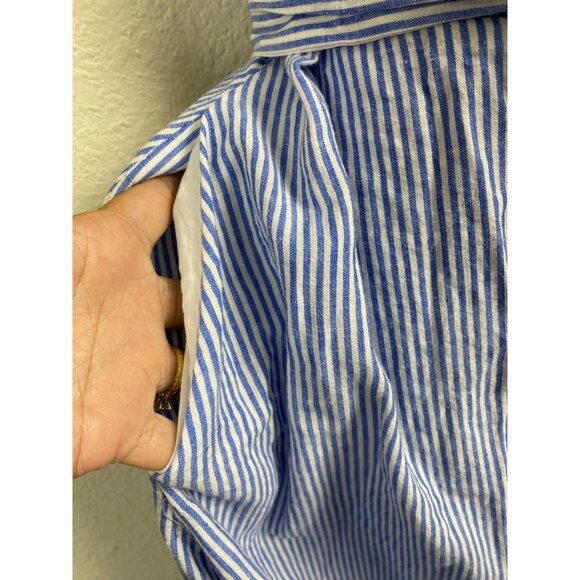 Boden Striped Blue Sleeveless Wrap Dress - Picture 8 of 12